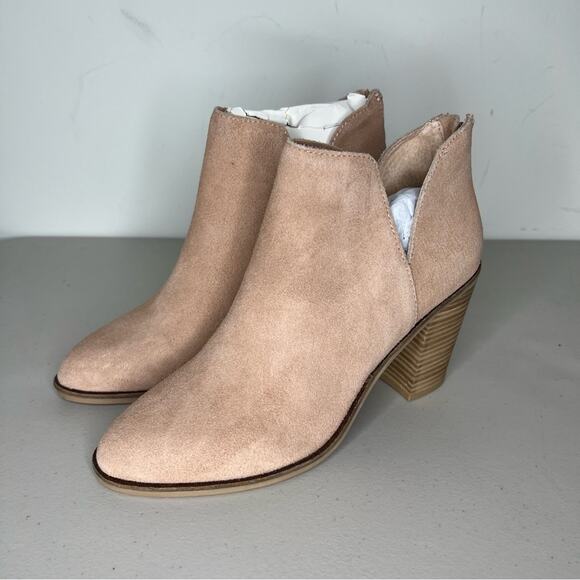 Dolce Vita Shai Light Pink Tan Stack Heeled Booties 10 - Picture 2 of 8